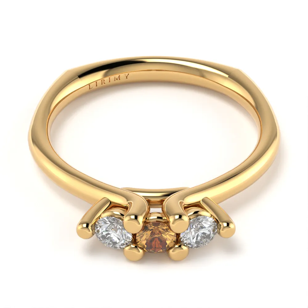 Anello Desirée in Oro Giallo con Diamante Brown e Diamanti Lirimy 4
