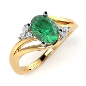 Anello Vitas in Oro Giallo con Smeraldo e Diamanti Lirimy 2