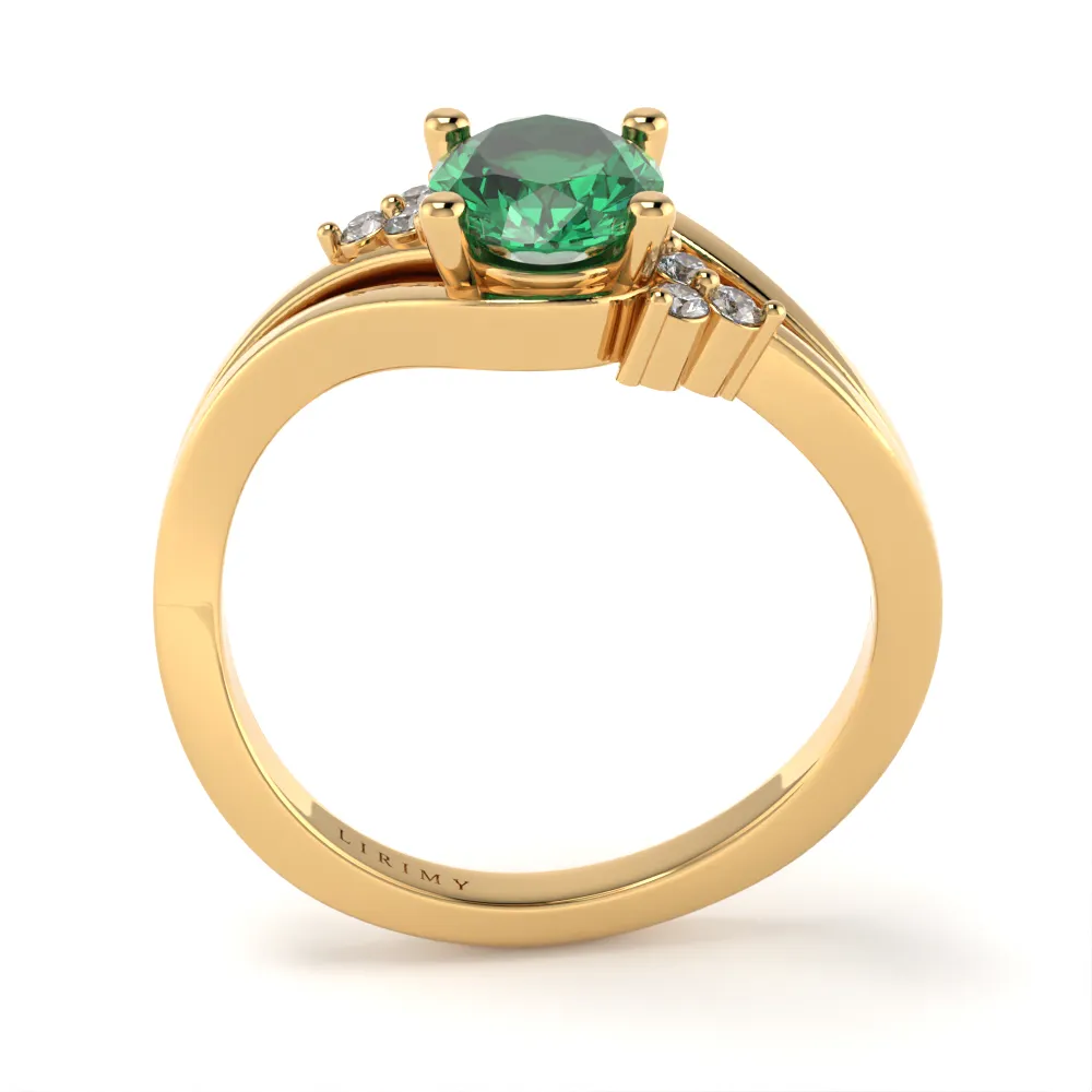 Anello Vitas in Oro Giallo con Smeraldo e Diamanti Lirimy 3