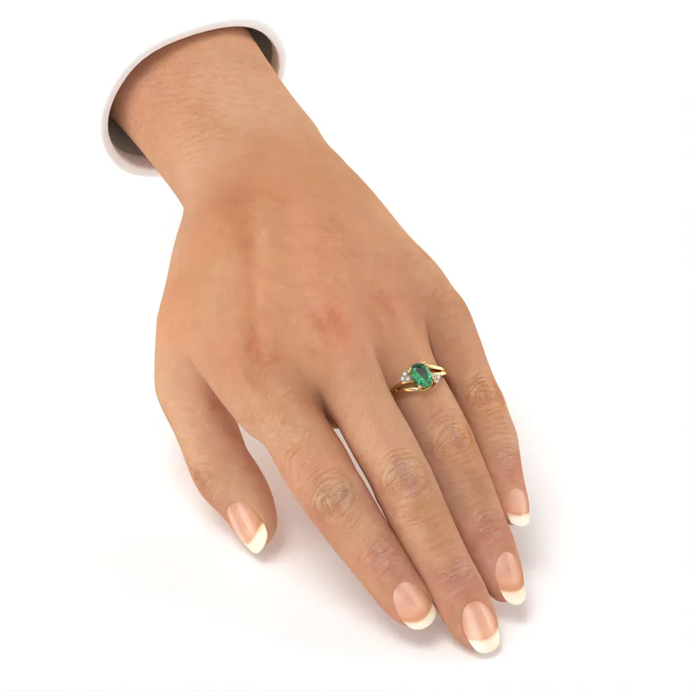 Anello Vitas in Oro Giallo con Smeraldo e Diamanti Lirimy 5