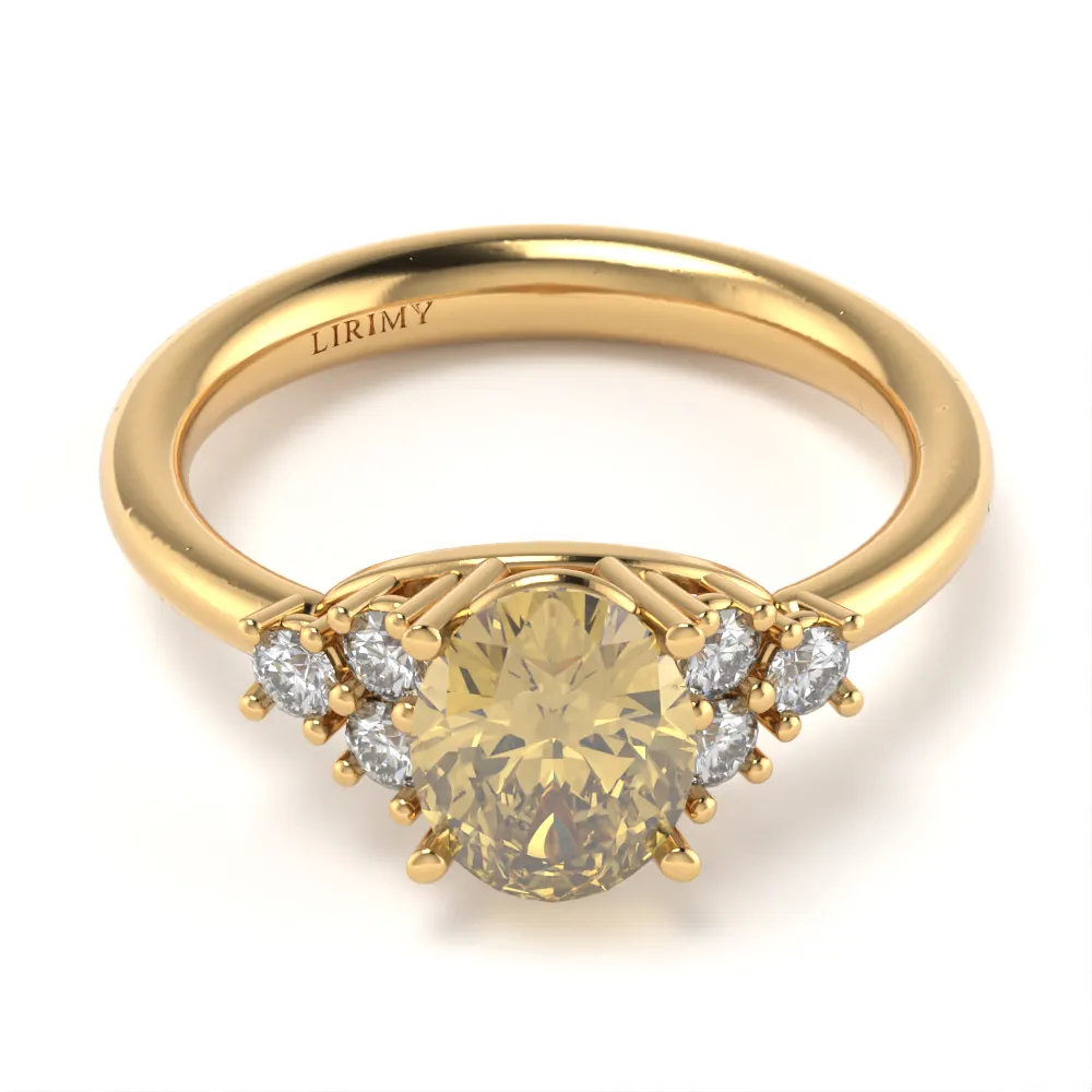 Anello Lilibet in Oro Giallo con Quarzo Citrino e Diamanti Lirimy 4