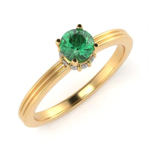 Anello Crown in Oro Giallo con Smeraldo e Diamanti Lirimy 2