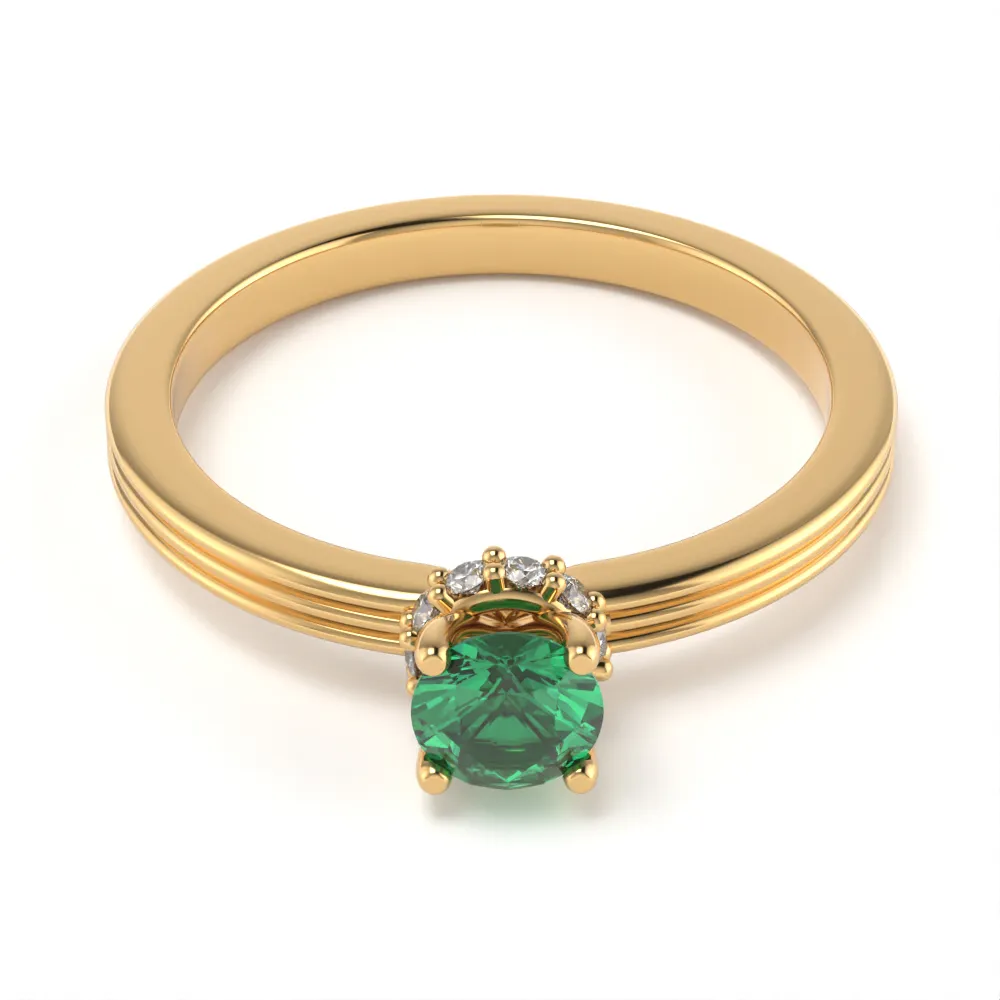 Anello Crown in Oro Giallo con Smeraldo e Diamanti Lirimy 4