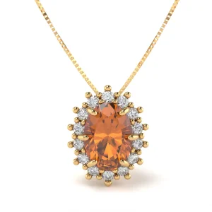 Collana Luxury in Oro Giallo con Quarzo Citrino e Diamanti Lirimy