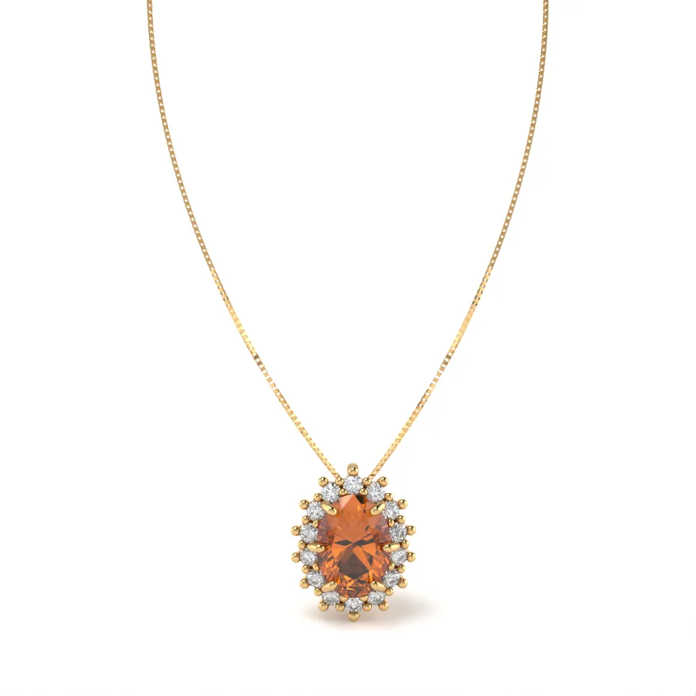 Collana Luxury in Oro Giallo con Quarzo Citrino e Diamanti Lirimy 2