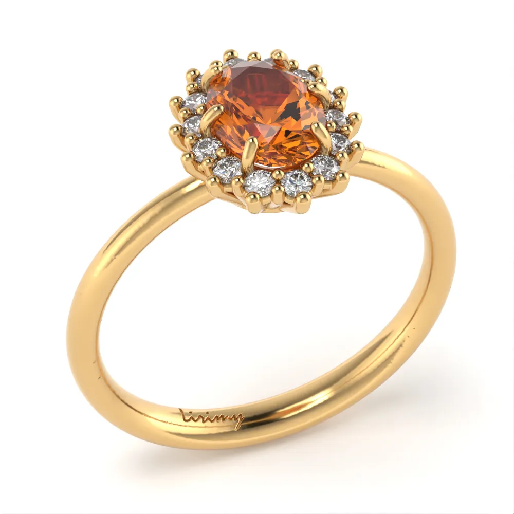 Anello Luxury in Oro Giallo con Quarzo Citrino e Diamanti Lirimy