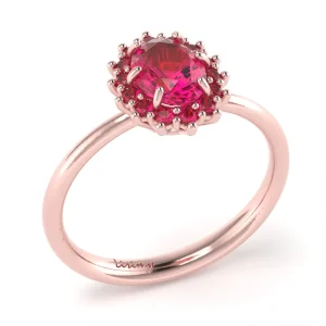 Anello Luxury in Oro Rosa con Rubini Rossi Lirimy