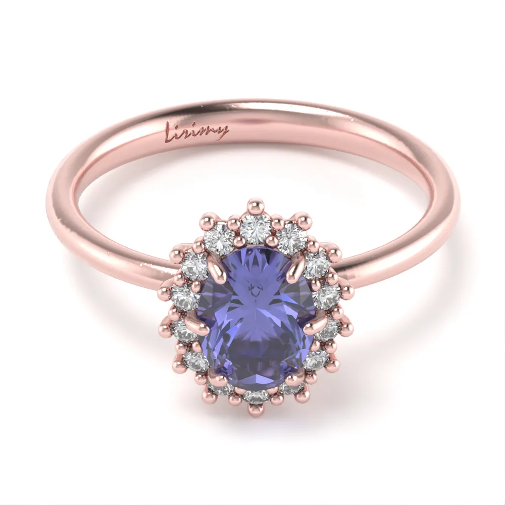 Anello Luxury in Oro Rosa con Tanzanite e Diamanti Lirimy 4