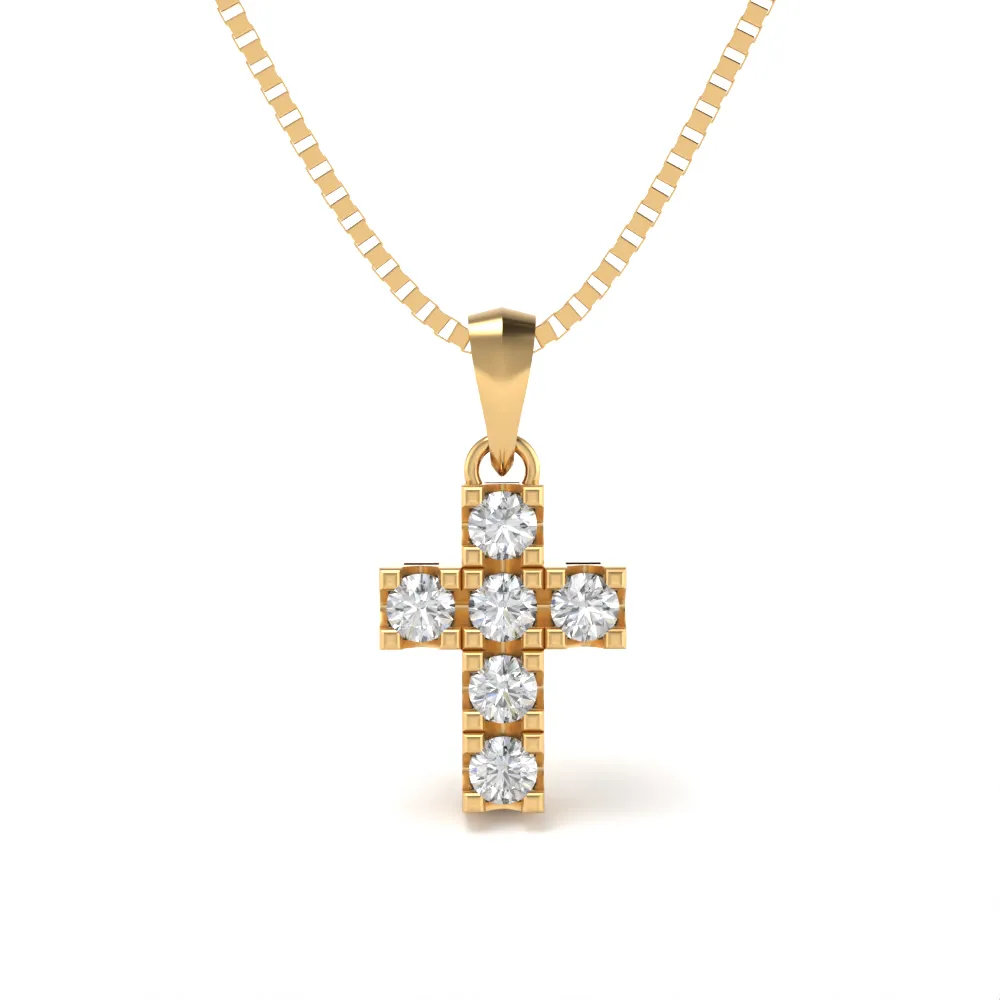Collana Croce in Oro Giallo con Diamanti Lirimy
