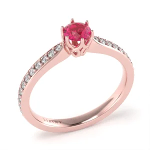 Anello Incanto in Oro Rosa con Rubino e Diamanti Lirimy