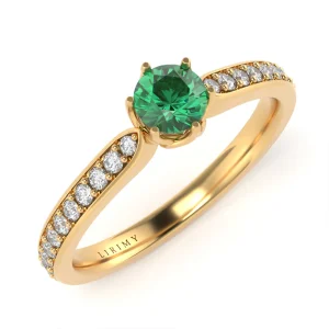 Anello Incanto in Oro Giallo con Smeraldo e Diamanti Lirimy 2