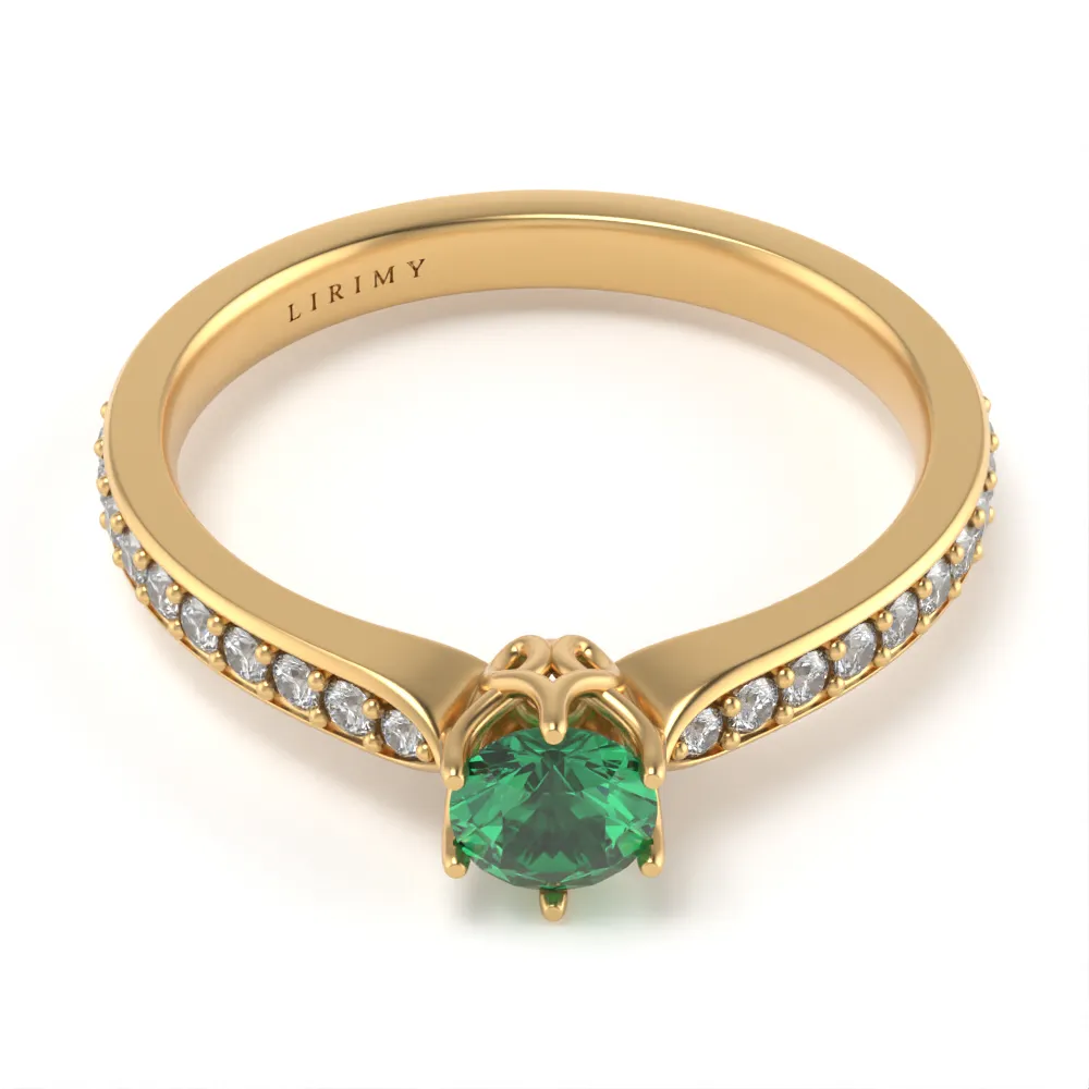 Anello Incanto in Oro Giallo con Smeraldo e Diamanti Lirimy 4