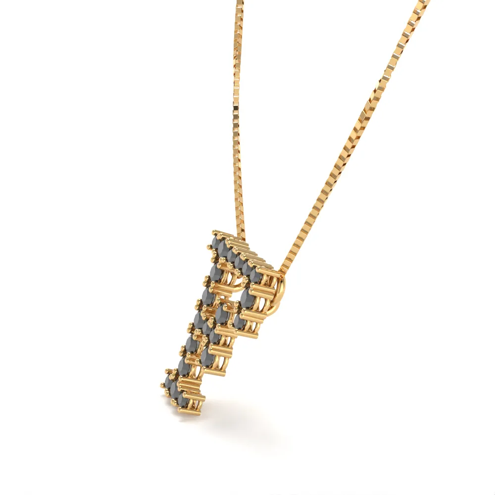 Collana Letterine in Oro Giallo con Diamanti Neri Lirimy 4